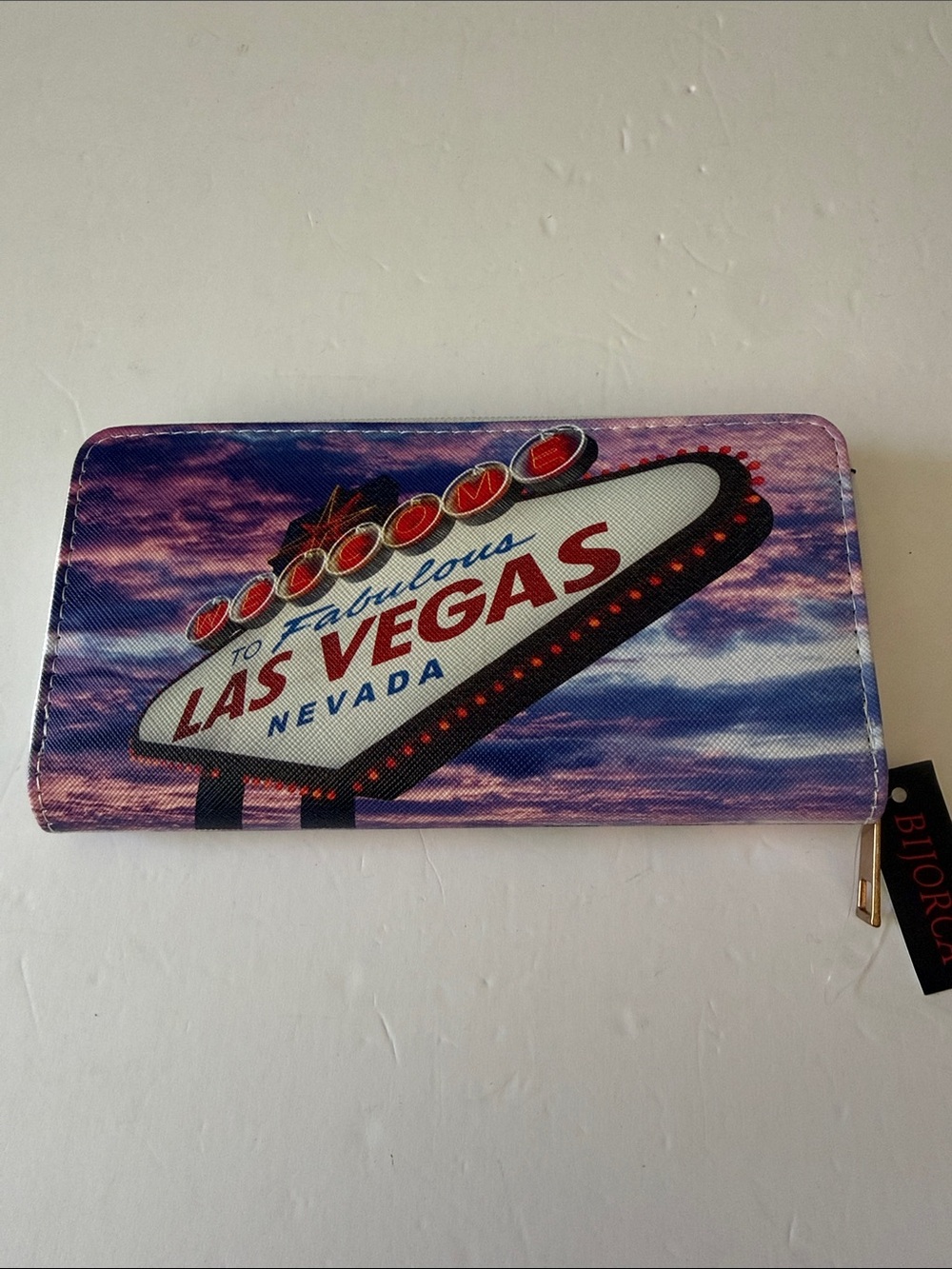 NWT Las Vegas Sign Zip Wallet in Purple and Pink by Bjoru